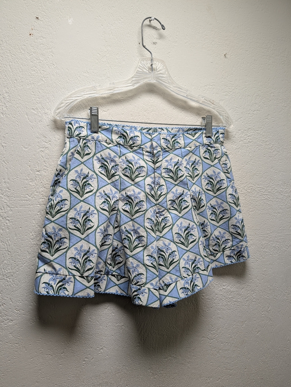 Women's Agua Bendita Toronjil Chan Celeste High-rise Pleated Shorts Sz Medium - Picture 4 of 12